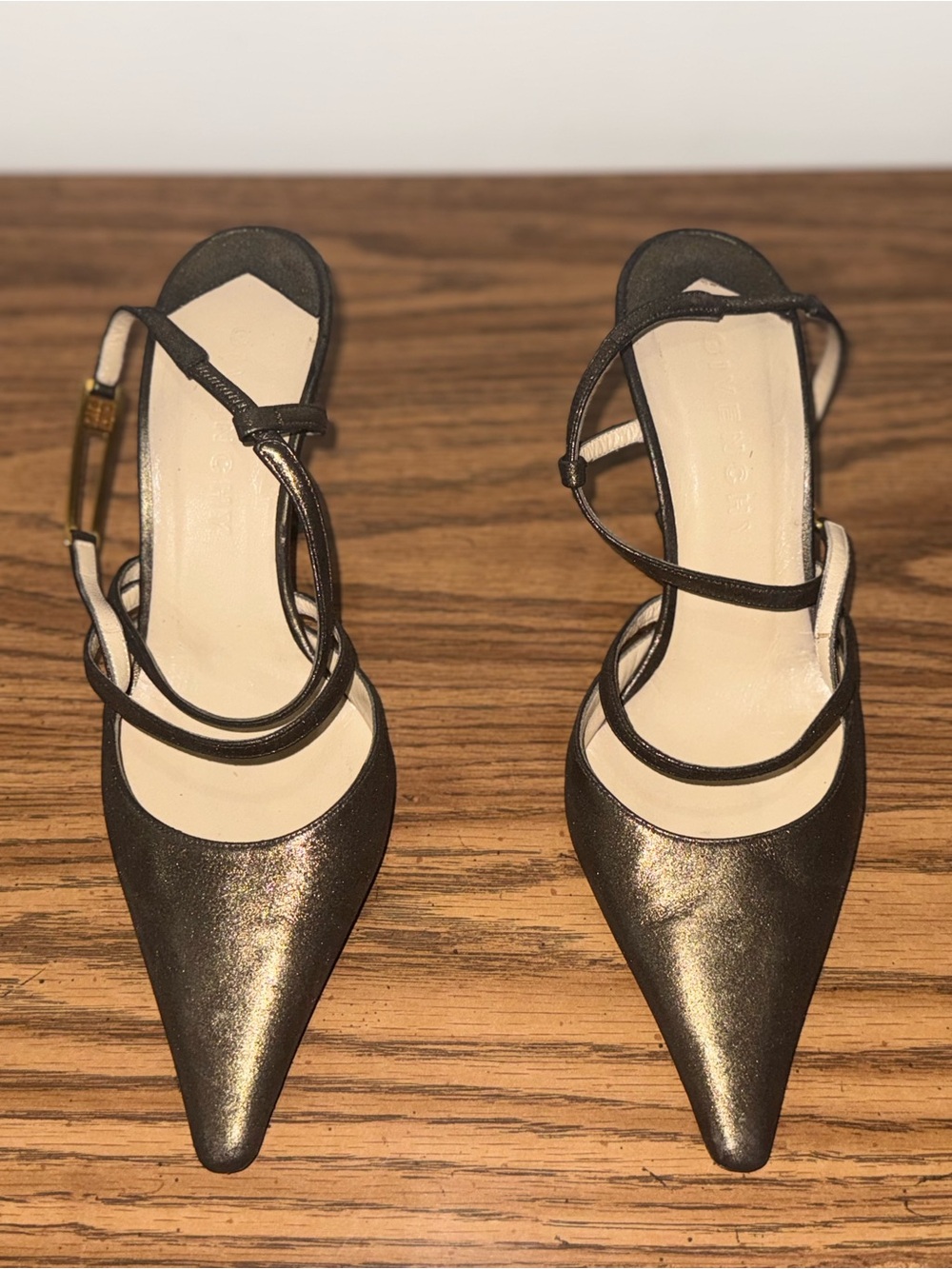 Givenchy Metallic Bronze Pointed-Toe Strappy Heels